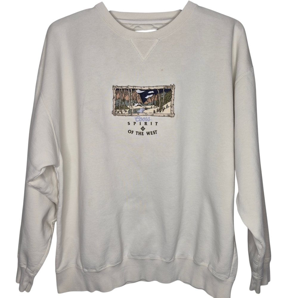 Vintage Coors Spirit of the West Embroidered Crewneck XL Beer Sweatshirt 90s